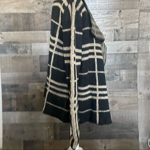 Sioni open cozy cardigan sweater black/ tan - Picture 4 of 8